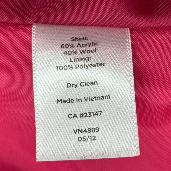 Talbots Moto Blazer Jacket Size 10 Magenta Pink Wool Blend Tweed Texture Lined - Picture 9 of 11